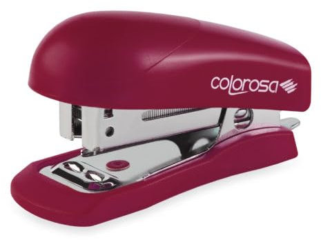 Mini cucitrice colorosa per scuola o ufficio in plastica e metallo 6 cm - 1.000 Punti metallici in omaggio - 6 colori (Rosso)