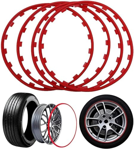 Protectores De Llantas De Aleación,Protectores De Llantas De Ruedas De 15-20 Pulgadas,Kit De Reacondicionamiento Automático De 4 Piezas,Anillos De Protección Protectores De Llantas Automotrices(Red,15