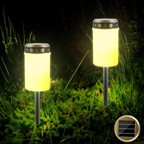 Uppsättning av 2 gravlampor: Solcell gravlampa, LED solgravljus, vattentätt utomhus kyrkogårdsljus med ljussensor, gravljus med insats, 7 x 12 cm