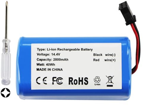 K KYUER 2800mAh Rechargable Batería para Ecovacs Deebot D83 Deebot U2 Deebot U2 Pro DGN22 DGN22-11 Robot Vacuum Cleaners 220-6225-0020 220-6225-0021 NR18650 M26-4S1P-1 Robot Aspirador Battery