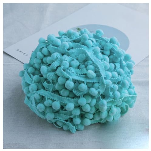 GreatRise Pompon-Borte Bunt Pom Poms Quaste Borte Spitzenband mit 1.2 cm Pompons Bommelborte Pomponband Quaste Trim Band für Basteln Nähen Kleidung Zuhause Dekorieren Himmelblau 3 Yard