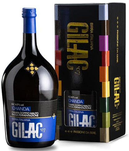GILAC Birra artigianale Magnum Chanda - Birra Chiara Doppio Malto 1 Bottiglia da 1,5 Lt - Magnum birra Italiana Non Filtrata e Non Pastorizzata, Birre artigianali confezioni regalo - 6.0% Vol