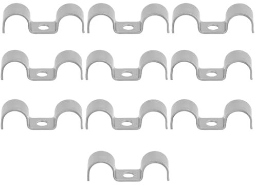 10Pcs 304 Stainless Steel Double Line Clamps Single Hole Rigid Pipe Strap M-Type U Shape Bracket Tube Strap for Wire Pipe Cord, M6