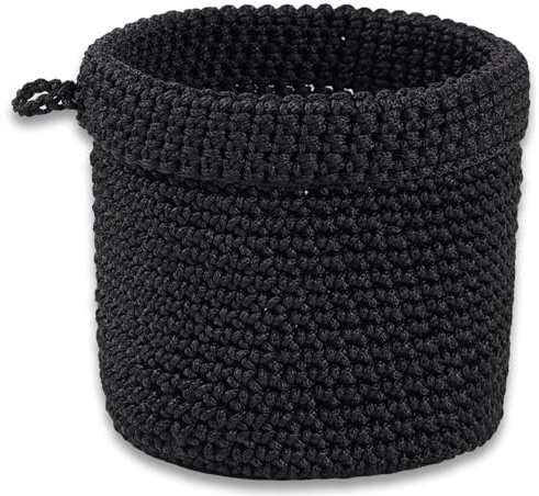 Aufbewahrungsbox, kisten aufbewahrung, Geflochtener Aufbewahrungskorb, Organizer Korb Deko Aufbewahrungsboxen Stoffkörbe, für Wohnzimmer Küche Badezimmer Aufbewahrung, 13x14cm -Schwarz