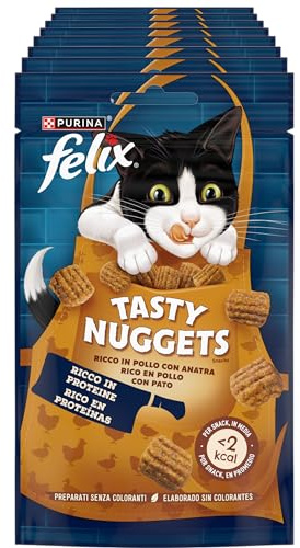 FELIX Tasty Nuggets Snack per gatti Adulti con Pollo e Anatra 8 Confezioni da 50g