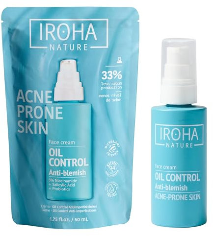 Iroha Nature - Crema Seboregolatrice Anti-Imperfezioni | Con Acido Salicilico, Zinco PCA e Niacinamide | 94% ingredienti naturali