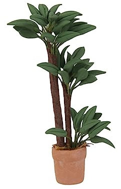 BESTonZON 1/12 Miniature Potted Plant with Adjustable Wire Stem Green Leaf Tree for Dollhouse Accessories Mini Bonsai in Ceramic Pot