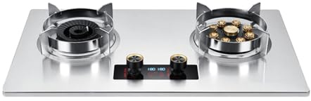 Cuisinière À Gaz Avec 2 Brûleurs,support Casseroles En Cuivre Moulé En Acier Inoxydable,cuisinièr À Gaz De Bureau/encastrable,convertibleGN/GPL,avec Protection Contre L'extinction Minuterie Bilatérale