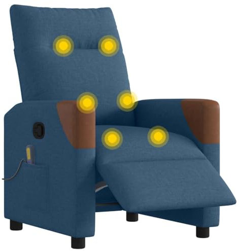 vidaXL Massagesessel Elektrisch Blau Stoff, Massagestuhl, Relaxsessel, Massagesessel, Sessel mit Massagefunktion, Sessel mit Relaxfunktion
