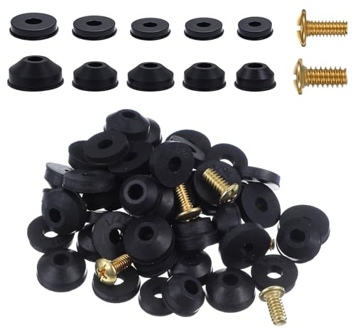 Xindojuz 58 PCS Kitchen Faucet Washers Assorted Kit, Hose Bib Repair Kit with Brass Screws, Faucet Washer Assortment Kit Flat and Beveled Replacement Rubber Washers, Outdoor Faucet Repair Kit (Black)