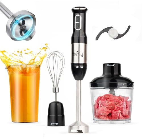 3-in-1 Firefly Hand Blender with Whisk Food Processor Black and Silver 400 Watt