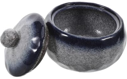 HEMOTON Japanischer Keramik Suppentopf 350ml mit Deckel Kleiner Tontopf mit Steinstruktur Klassische Japanische Ästhetik Geeignet für Kochen in Küche