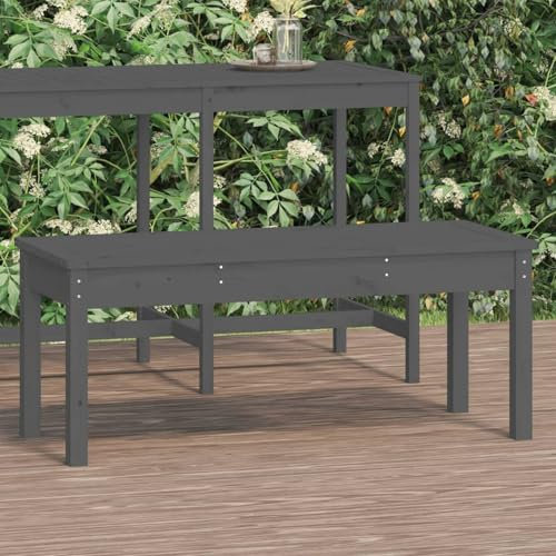 Juroupi Gartenbank Garten Sitzbank Balcony Furniture Garten Lounge Sitzbank Outdoor Grau 109x44x45 cm Massivholz Kiefer