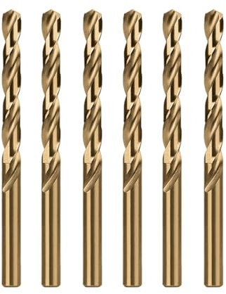 Misuyue Punte da trapano 5.5 mm M35 in cobalto, 6pcs di punte da trapano elicoidali in metallo HSS per materiali duri in acciaio inossidabile, rame e plastica