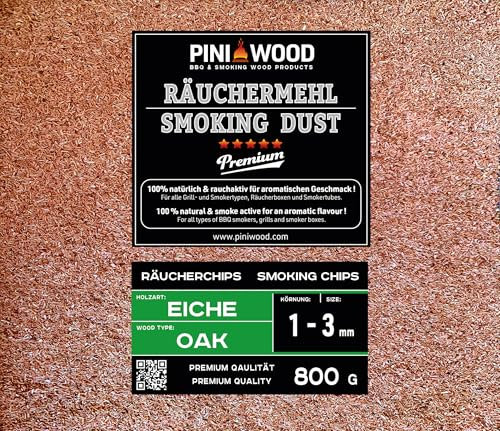 PINI 800 g Räucherchips Eiche 1-3 mm Smoking Chips Räucherspäne