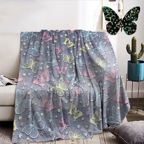 BNREDA Manta de Peluche para niños, Manta de vellón de Franela Brillante, Manta de sofá Suave y cálida, Regalos de cumpleaños de Navidad para niños y niñas (F, 130x150cm)