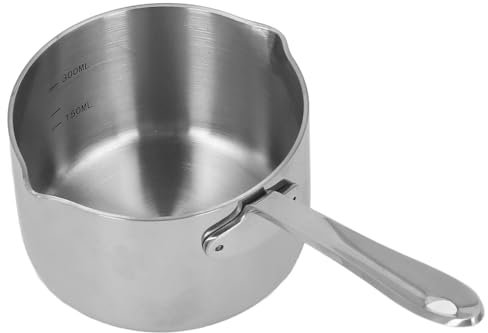 Cazo De Leche Olla de leche caliente de 300ml, olla for derretir mantequilla de acero inoxidable con dos boquillas for cocina casera Para Hervir La Leche