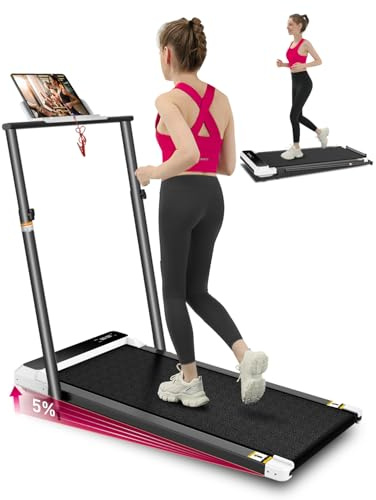 Walking Pad with Handle Bar,5% Manual Incline Walking Treadmill for Home Office,2.5HP Super Quiet Foldable Treadmills with Handrails,300 LBS Small Under Desk Treadmill with LED Display,Remote Control