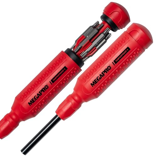 Megapro Tamperproof Security Screwdriver Set | Multi-Bit Screwdriver with ¼” Hex Shaft | Next Gen Tamperproof Security Bits |Tri-Wing bits | | Compact Security Bit Set (Next-Gen)