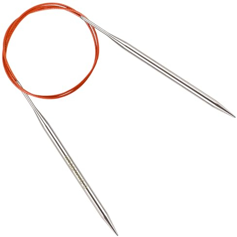 Reessy 6,0 mm Rundstricknadeln 80 cm lang, Edelstahl Rundstricknadel mit flexiblem Kabel, Rundstricknadeln mit markierter Größe, feste Rundstricknadeln für Strickprojekt