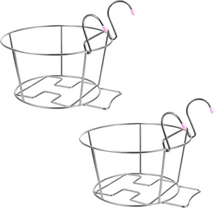 Toyvian 2pièces Support De Jardinière Suspendu Acier pour Pots De Fleurs Étagère Murale De Rangement pour Balustrade Clôture Extérieure Ou Rebord De Fenêtre