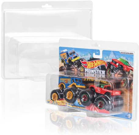 10 Pack Protective Cases Compatible with Hot Wheels Monster Trucks 2-Pack 1:64 Demolition Doubles – 0.7mm Thick PET Clamshell Clear Display Box, No PVC, Scratch-Resistant, Waterproof (10, HMWT-2 Pack)
