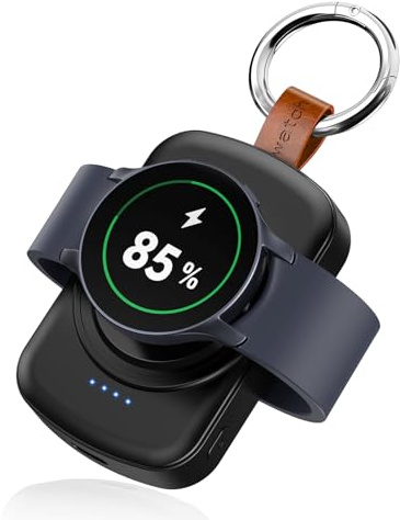 1800mAh Laddare för Samsung Galaxy Watch 7/Ultra/6/6 Classic/5 Pro/5/4/3/Active 2/1, Power Bank externt batteri bärbar för Samsung-klocka, Powerbank Magnetisk Trådlös Laddningskabel (X27-B)