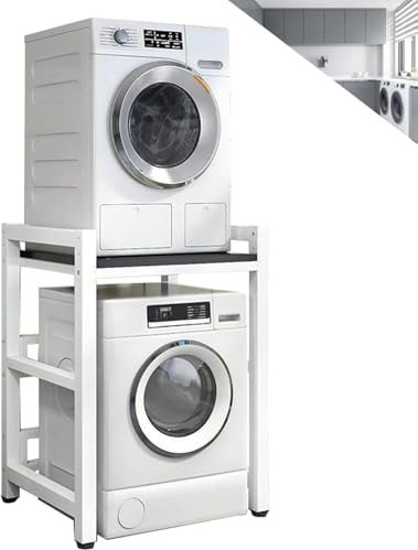 Support de sèche-linge portable à hauteur réglable, kit d'empilage pour lave-linge et sèche-linge, capacité de 400 kg, étagère de rangement multifonctionnelle pour lave-vaisselle, support de