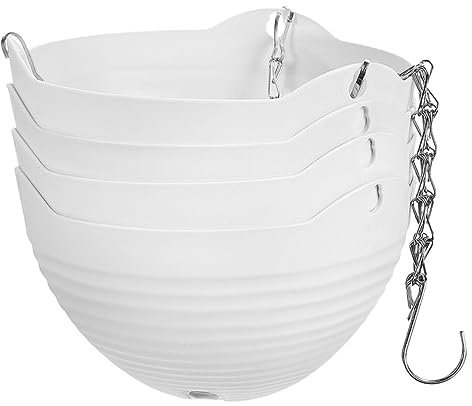 Toddmomy 4 Pezzi Vasi Appesi per Piante da Ed Esterno Fioriere Sospese Bianche Grandi per Balcone Decorazione Casa e per Piante e Aromatiche