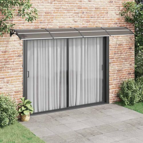 Auvent de Porte Extérieur, 400 x 100 cm, Polycarbonate Résistant, Noir, Marquise de Porte Exterieur, Protection Contre Pluie/Neige, Cadre Aluminium & ABS, Auvent Porte d'Entrée, Installation Facile