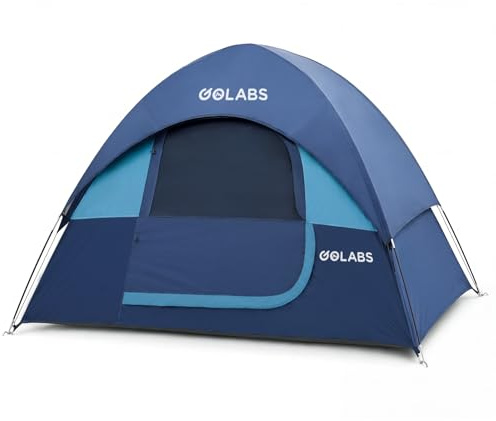 Golabs CT1 2 Person Camping Tent, Easy Set Up in 3 Mins, Waterproof w/Mesh Top & Door with Ventilation, Lightweight 4.4lbs Portable Family Tent with Carry Bag &Interior Storage Pockets &Hook
