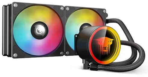 TZMRIT TK1 färgat ljus Aio vattenkylning CPU kylare 800-1800RPM PWM fläkt, för LGA115X/1200/1700/1366/2011/2066, för FM2/FM2+/AM3+/AM4/AM5 (240BK)