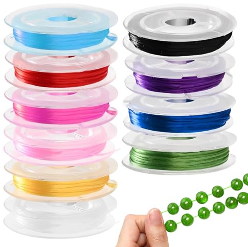 10 Rolls Vibrant Elastic Cord for Jewelry Crafting, DIY Bracelets and Necklaces, Durable Stretch String for Handmade Accessories and Decorations