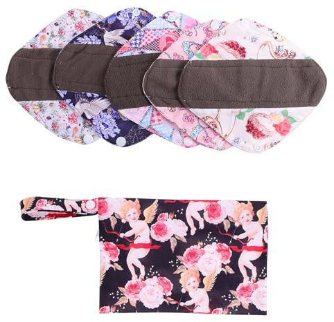 ELAYARD Lot de 6 Serviettes Hygiéniques Lavables en Tissu avec Charbon de Bambou Dimensions 15X20 CM Protection Menstruelle Réutilisable pour Femme Écologique et Couleur Aléatoire