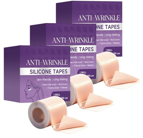 Narbenblätter, Silikonpflaster für Narben, Silicone Tape, Scar Removal Roll, Silicone Plaster for Scars, Reusable (4cm*1.5m, 3 Stück)