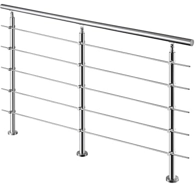 Acezanble 200x106cm Edelstahl Geländer Handlauf Treppengeländer mit 5 Querstäben für Innen- und Außenbereich