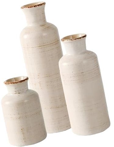Oxxggkao Rustics Farmhouses Grand vase en céramique rétro en forme d'herbe de la pampa, vase décoratif pour décoration de salon, table de ferme pour décoration de maison