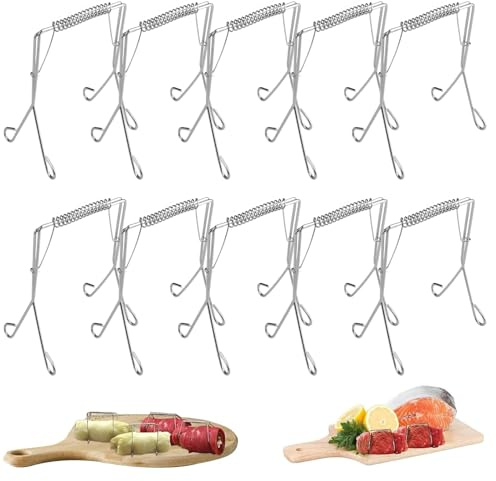 Pack of 10 roulade clips, made of stainless steel, roulade ties, roulade needles, stainless steel, reusable, roulade needles, cabbage roll clips, weck clips, for tensioning meat rolls and cabbage