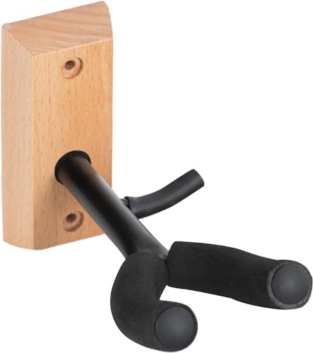 Classic Cantabile Violinenwandhalter Holz, Grundplatte aus Holz, 5 cm | Mit Bogenhalter, Moosgummipolsterung der Gabel, Einfach mit zwei Schrauben zu montieren, Maße (H x B x T): 4, 5 x 10 x 15