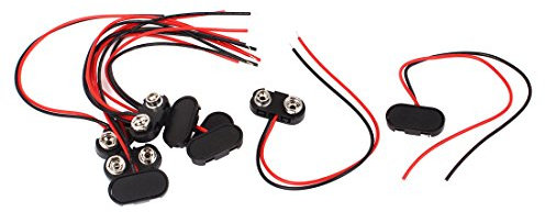 sourcing map 9stk 2 Draht T Typ 9V Batterie einrasten Clip Anschlüsse Halter Adapter Schwarz de