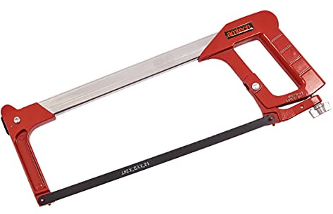 Amtech Hi-Tension Hacksaw, 24 TPI Blade with Adjustable 90° 50° Angles for Metal, Pipe and Plastic Cutting, Chrome-Plated Aluminium Frame