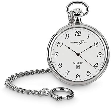 Hermann Jäckle Herren Taschenuhr Konstanz II Quarz 47 mm Silber