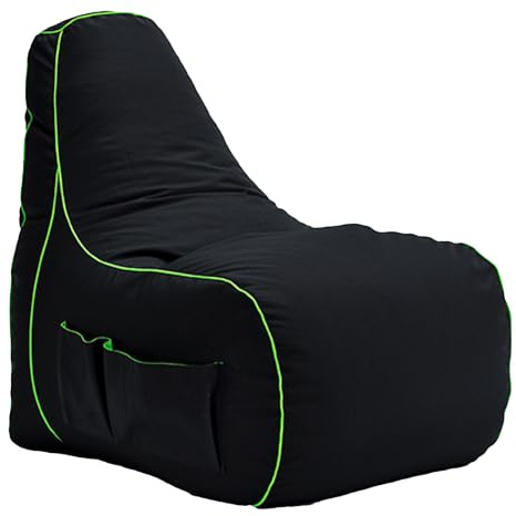 Game Over Video Spiele Sitzsack | Indoor Outdoor Wohnzimmer sitzsack Erwachsene | Seitentaschen für Controller | Headset Halter | Ergonomisches Design für die Gewidmet Gamer (Magischer Smaragd)