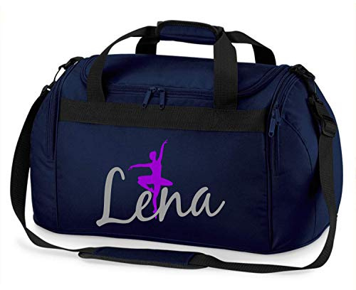 Sporttasche mit Namen | Personalisieren & Bedrucken | Motiv Ballett-Tänzerin Ballerina | Reisetasche Umhänge-Tasche für Mädchen | inkl. Namensdruck