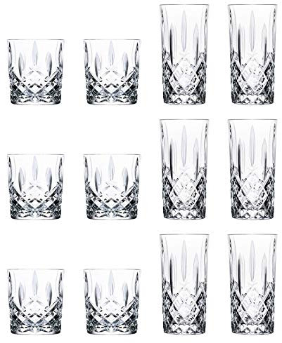 RCR Cristal Orchestre Verre taillè Whisky Gobelets et Verres è Cocktail Highball - 340ml, 396ml - Set 12pc