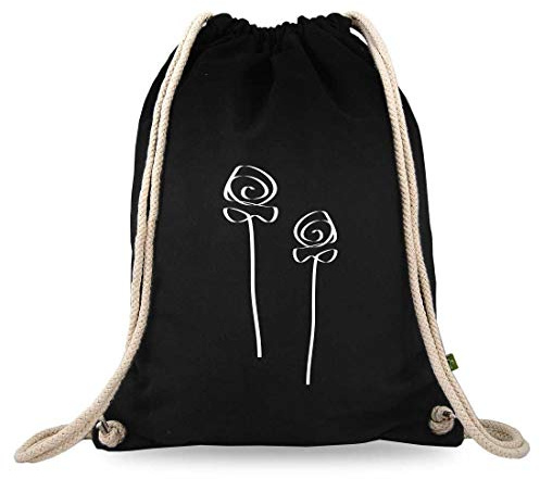 Turnbeutelliebe® Turnbeutel mit Spruch - Verschiedene Designs - Bedruckt - Baumwolle schwarz - Sportbeutel - Rucksack - ca. 12 Liter - 37 x 46 cm