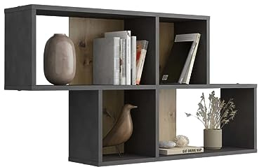 FMD furniture Wandregal 100 x 53 x 19,5 cm in Matera/Artisan Oak Nb stabiles Hängeregal mit 4 Fächern für Wohnzimmer, Küche, Schlafzimmer
