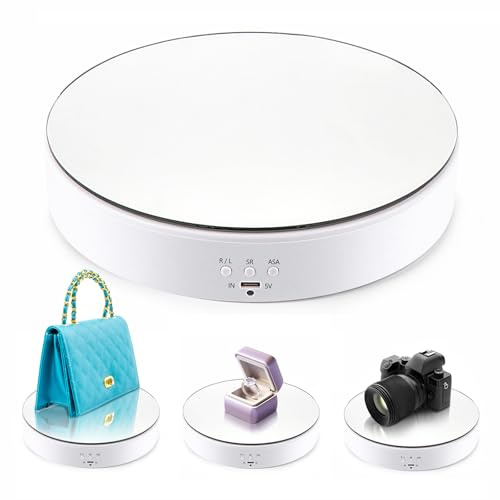 Leadleds Elektrisch Drehteller Display-Ständer, 7,7 Zoll 360° drehbarer Display-Ständer für Produkt-Display (weiß)