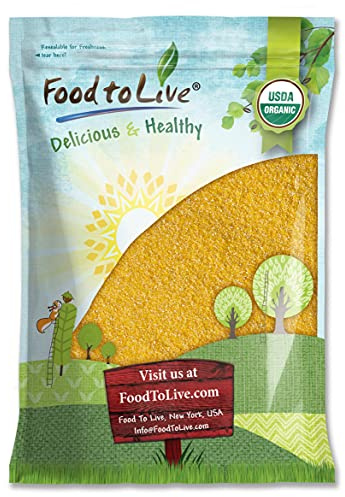 Food to Live Organic Yellow Polenta, 10 Pounds - Non-GMO Yellow Corn Grits, Ground Cornmeal, Quick Cooking, Vegan, Kosher, Bulk, For Hot Cereal and Porridge. Low Sodium, Milled Maize, Corn Meal