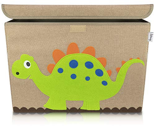 LIFENEY Aufbewahrungsbox Kinder groß 51 x 36 x 36 I Spielzeugkiste I Kiste mit Deckel für Kinderzimmer I Aufbewahrungsboxen mit Deckel I Spielzeugaufbewahrung (Dino)